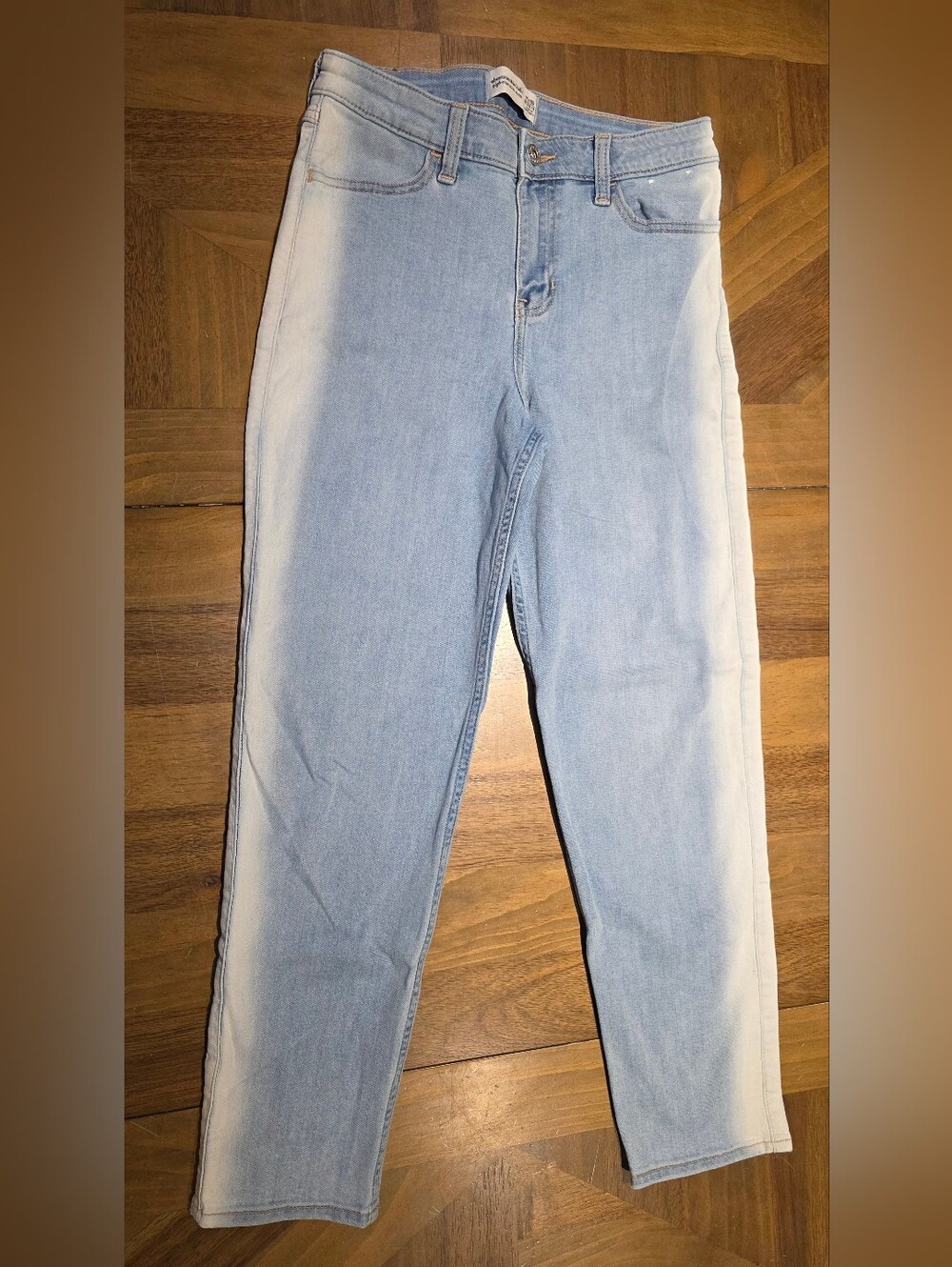 Abercrombie High Rise Mini Mom Sz 15/16 Regular Jeans Denim Side White Wash